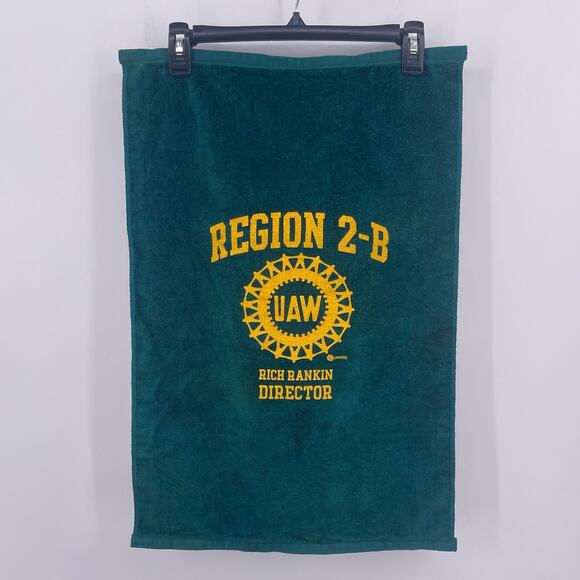 UAW Region 2B Golf Bowling Towel Lot Rich Rankin Director Navy Blue Green Yellow - Picture 2 of 7